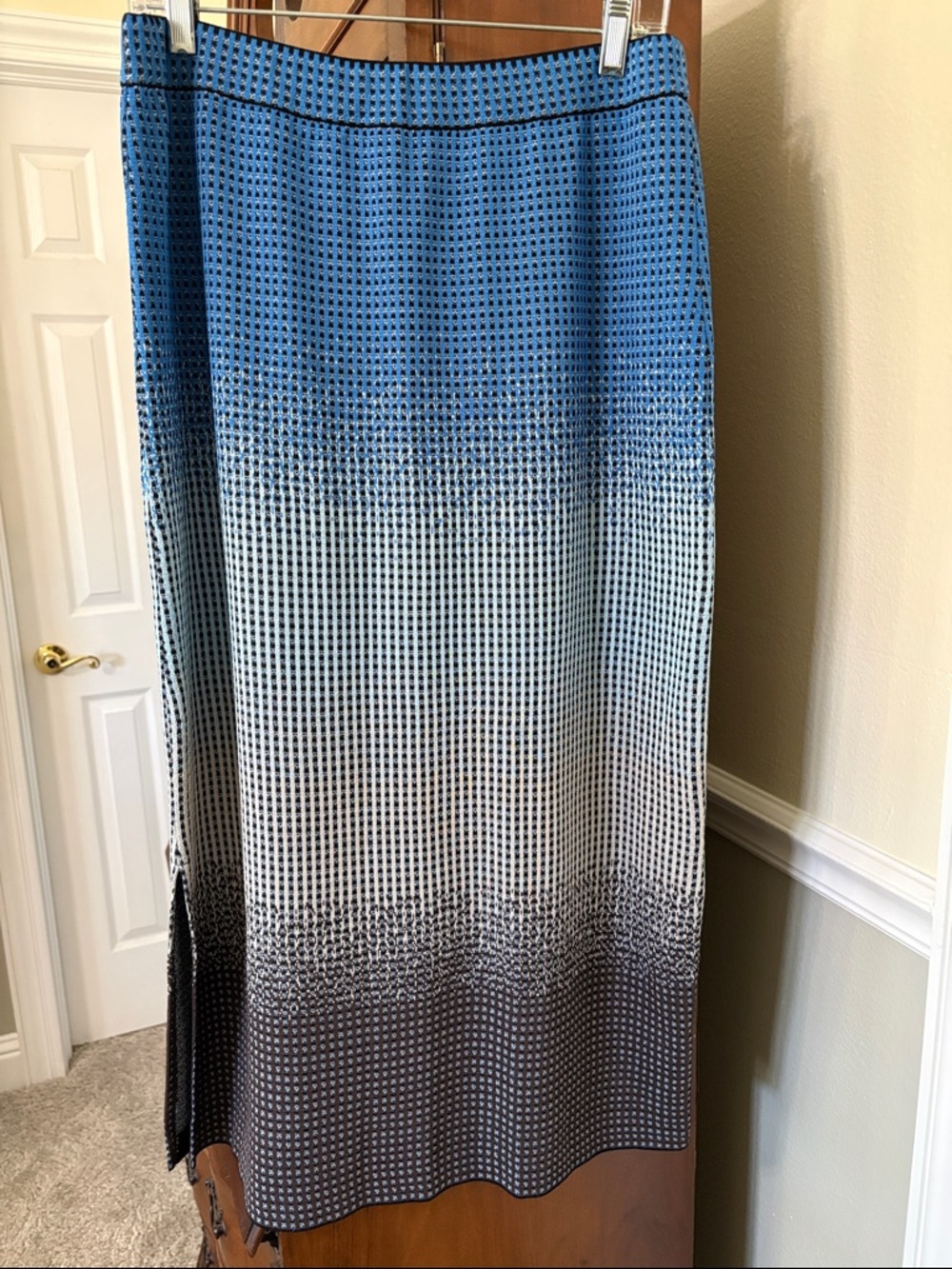 *Ming Wang Knit Ombre Jacquard Print Midi Skirt Beach Cruise Vacation